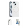 MARSİLYAN™- iPhone 14 Kılıf Yankı Form Serisi - Şeffaf Royal Nano Ekran Koruyucu + Shine Kamera Lens - GI