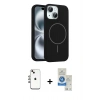 MARSİLYAN™- iPhone 14 Kılıf Yankı Form Serisi - Şeffaf Royal Nano Ekran Koruyucu + Shine Kamera Lens - GI