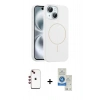 MARSİLYAN™- iPhone 14 Kılıf Yankı Form Serisi - Şeffaf Royal Nano Ekran Koruyucu + Shine Kamera Lens - KI