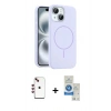 MARSİLYAN™- iPhone 14 Kılıf Yankı Form Serisi - Şeffaf Royal Nano Ekran Koruyucu + Shine Kamera Lens - KI
