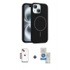 MARSİLYAN™- iPhone 14 Kılıf Yankı Form Serisi - Şeffaf Royal Nano Ekran Koruyucu + Shine Kamera Lens - KI