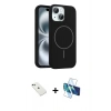 MARSİLYAN™- iPhone 14 Kılıf Yankı Form Serisi - Siyah 3D Antistatik Cam Ekran Koruyucu + Diamond Kamera Lens - YL