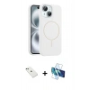 MARSİLYAN™- iPhone 14 Kılıf Yankı Form Serisi - Siyah 3D Antistatik Cam Ekran Koruyucu + Diamond Kamera Lens - YL