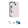 MARSİLYAN™- iPhone 14 Kılıf Yankı Form Serisi - Siyah 3D Antistatik Cam Ekran Koruyucu + Diamond Kamera Lens - YL