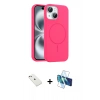 MARSİLYAN™- iPhone 14 Kılıf Yankı Form Serisi - Siyah 3D Antistatik Cam Ekran Koruyucu + Diamond Kamera Lens - PE