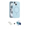 MARSİLYAN™- iPhone 14 Kılıf Yankı Form Serisi - Siyah 3D Antistatik Cam Ekran Koruyucu + Diamond Kamera Lens - PE