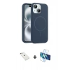 MARSİLYAN™- iPhone 14 Kılıf Yankı Form Serisi - Siyah 3D Antistatik Cam Ekran Koruyucu + Diamond Kamera Lens - PE