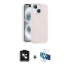 MARSİLYAN™- iPhone 14 Kılıf Yankı Form Serisi - Siyah 3D Antistatik Cam Ekran Koruyucu + PVD Metal Kamera Lens - TU