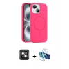 MARSİLYAN™- iPhone 14 Kılıf Yankı Form Serisi - Siyah 3D Antistatik Cam Ekran Koruyucu + PVD Metal Kamera Lens - PE