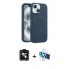 MARSİLYAN™- iPhone 14 Kılıf Yankı Form Serisi - Siyah 3D Antistatik Cam Ekran Koruyucu + PVD Metal Kamera Lens - TU