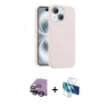MARSİLYAN™- iPhone 14 Kılıf Yankı Form Serisi - Siyah 3D Antistatik Cam Ekran Koruyucu + Raze Metal Kamera Lens - SH