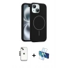 MARSİLYAN™- iPhone 14 Kılıf Yankı Form Serisi - Siyah 3D Antistatik Cam Ekran Koruyucu + Shine Kamera Lens - SH