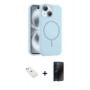 MARSİLYAN™- iPhone 14 Kılıf Yankı Form Serisi - Siyah 3D Antistatik Hayalet Cam Ekran Koruyucu + Diamond Kamera Lens - SABE
