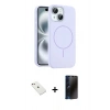 MARSİLYAN™- iPhone 14 Kılıf Yankı Form Serisi - Siyah 3D Antistatik Hayalet Cam Ekran Koruyucu + Diamond Kamera Lens - PE