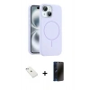 MARSİLYAN™- iPhone 14 Kılıf Yankı Form Serisi - Siyah 3D Antistatik Hayalet Cam Ekran Koruyucu + Diamond Kamera Lens - SABE