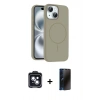 MARSİLYAN™- iPhone 14 Kılıf Yankı Form Serisi - Siyah 3D Antistatik Hayalet Cam Ekran Koruyucu + PVD Metal Kamera Lens - SH