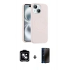 MARSİLYAN™- iPhone 14 Kılıf Yankı Form Serisi - Siyah 3D Antistatik Hayalet Cam Ekran Koruyucu + PVD Metal Kamera Lens - MI