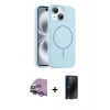 MARSİLYAN™- iPhone 14 Kılıf Yankı Form Serisi - Siyah 3D Antistatik Hayalet Cam Ekran Koruyucu + Raze Metal Kamera Lens - MR