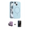 MARSİLYAN™- iPhone 14 Kılıf Yankı Form Serisi - Siyah 3D Antistatik Hayalet Cam Ekran Koruyucu + Raze Metal Kamera Lens - SH
