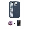 MARSİLYAN™- iPhone 14 Kılıf Yankı Form Serisi - Siyah 3D Antistatik Hayalet Cam Ekran Koruyucu + Raze Metal Kamera Lens - KI
