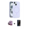 MARSİLYAN™- iPhone 14 Kılıf Yankı Form Serisi - Siyah 3D Antistatik Hayalet Cam Ekran Koruyucu + Raze Metal Kamera Lens - KI