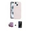 MARSİLYAN™- iPhone 14 Kılıf Yankı Form Serisi - Siyah 3D Antistatik Hayalet Cam Ekran Koruyucu + Raze Metal Kamera Lens - KI