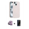 MARSİLYAN™- iPhone 14 Kılıf Yankı Form Serisi - Siyah 3D Antistatik Hayalet Cam Ekran Koruyucu + Raze Metal Kamera Lens - MR