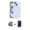 MARSİLYAN™- iPhone 14 Kılıf Yankı Form Serisi - Siyah 3D Antistatik Hayalet Cam Ekran Koruyucu + Raze Metal Kamera Lens - SH