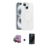 MARSİLYAN™- iPhone 14 Kılıf Yankı Form Serisi - Siyah 3D Antistatik Hayalet Cam Ekran Koruyucu + Raze Metal Kamera Lens - KI