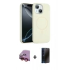MARSİLYAN™- iPhone 14 Kılıf Yankı Form Serisi - Siyah 3D Antistatik Hayalet Cam Ekran Koruyucu + Raze Metal Kamera Lens - KI