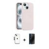 MARSİLYAN™- iPhone 14 Kılıf Yankı Form Serisi - Siyah 3D Antistatik Hayalet Cam Ekran Koruyucu + Shine Kamera Lens - SH