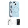 MARSİLYAN™- iPhone 14 Kılıf Yankı Form Serisi - Siyah 3D Antistatik Hayalet Cam Ekran Koruyucu + Shine Kamera Lens - GD