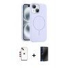 MARSİLYAN™- iPhone 14 Kılıf Yankı Form Serisi - Siyah 3D Antistatik Hayalet Cam Ekran Koruyucu + Shine Kamera Lens - KI