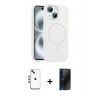 MARSİLYAN™- iPhone 14 Kılıf Yankı Form Serisi - Siyah 3D Antistatik Hayalet Cam Ekran Koruyucu + Shine Kamera Lens - GI