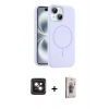 MARSİLYAN™- iPhone 14 Kılıf Yankı Form Serisi - Siyah Bilvis 3D Cam Ekran Koruyucu + PVD Metal Kamera Lens - PE