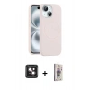 MARSİLYAN™- iPhone 14 Kılıf Yankı Form Serisi - Siyah Bilvis 3D Cam Ekran Koruyucu + PVD Metal Kamera Lens - PE