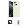 MARSİLYAN™- iPhone 14 Kılıf Yankı Form Serisi - Siyah Bilvis 3D Cam Ekran Koruyucu + PVD Metal Kamera Lens - PE