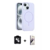 MARSİLYAN™- iPhone 14 Kılıf Yankı Form Serisi - Siyah Bilvis 3D Mat Cam Ekran Koruyucu + PVD Metal Kamera Lens - GS