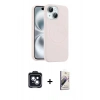MARSİLYAN™- iPhone 14 Kılıf Yankı Form Serisi - Siyah Bilvis 3D Mat Cam Ekran Koruyucu + PVD Metal Kamera Lens - SH