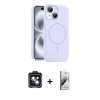 MARSİLYAN™- iPhone 14 Kılıf Yankı Form Serisi - Siyah Bilvis 3D Mat Cam Ekran Koruyucu + PVD Metal Kamera Lens - SH