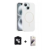 MARSİLYAN™- iPhone 14 Kılıf Yankı Form Serisi - Siyah Bilvis 3D Mat Cam Ekran Koruyucu + PVD Metal Kamera Lens - GS