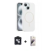 MARSİLYAN™- iPhone 14 Kılıf Yankı Form Serisi - Siyah Bilvis 3D Mat Cam Ekran Koruyucu + PVD Metal Kamera Lens - SH