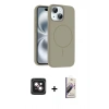 MARSİLYAN™- iPhone 14 Kılıf Yankı Form Serisi - Siyah Bilvis 3D Mat Cam Ekran Koruyucu + PVD Metal Kamera Lens - PE