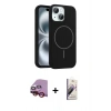 MARSİLYAN™- iPhone 14 Kılıf Yankı Form Serisi - Siyah Bilvis 3D Mat Cam Ekran Koruyucu + Raze Metal Kamera Lens - KI