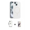 MARSİLYAN™- iPhone 14 Kılıf Yankı Form Serisi - Siyah Bilvis 3D Mat Cam Ekran Koruyucu + Shine Kamera Lens - GS