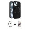 MARSİLYAN™- iPhone 14 Kılıf Yankı Form Serisi - Siyah Bilvis 3D Mat Cam Ekran Koruyucu + Shine Kamera Lens - SH