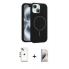 MARSİLYAN™- iPhone 14 Kılıf Yankı Form Serisi - Siyah Bilvis 3D Mat Cam Ekran Koruyucu + Shine Kamera Lens - GI