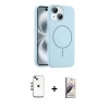 MARSİLYAN™- iPhone 14 Kılıf Yankı Form Serisi - Siyah Bilvis 3D Mat Cam Ekran Koruyucu + Shine Kamera Lens - GI