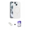 MARSİLYAN™- iPhone 14 Kılıf Yankı Form Serisi - Siyah Bilvis 5in1 3D Magic Cam Ekran Koruyucu + Diamond Kamera Lens - SABE