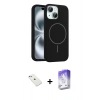 MARSİLYAN™- iPhone 14 Kılıf Yankı Form Serisi - Siyah Bilvis 5in1 3D Magic Cam Ekran Koruyucu + Diamond Kamera Lens - SABE